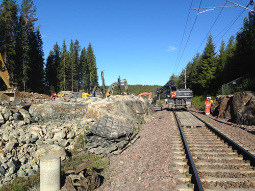 Bergsschakt för nya spår i Kejsarbäcken